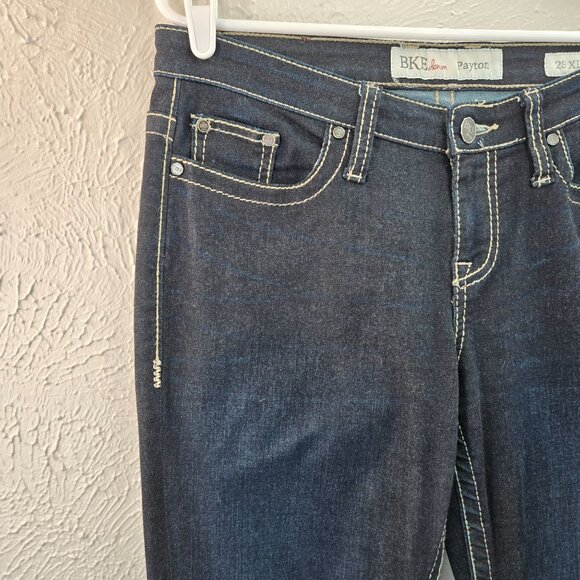 BKE Payton Straight Jeans High Waisted Dark Blue Casual Western Denim Sz 29 Long - Picture 10 of 11